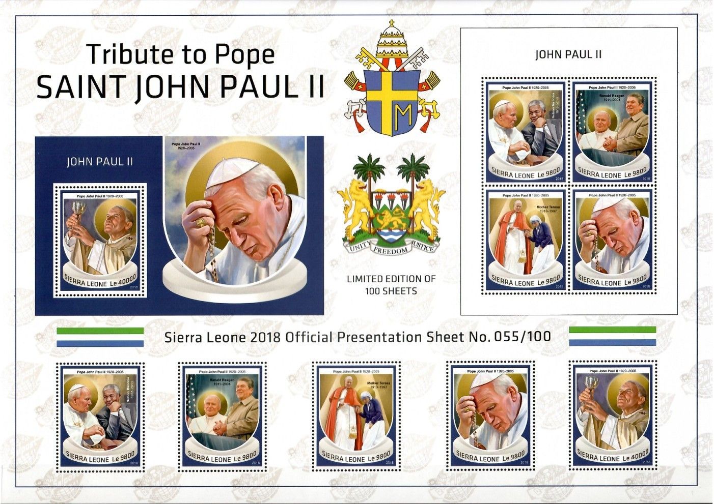 Znaczek Sierra Leone 2018 Mi ark 10111-10114+ bl 1531 Czyste **
