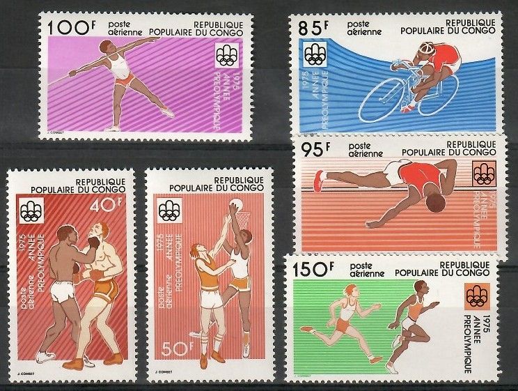 Znaczek Kongo 1975 Mi 496-501 Czyste **