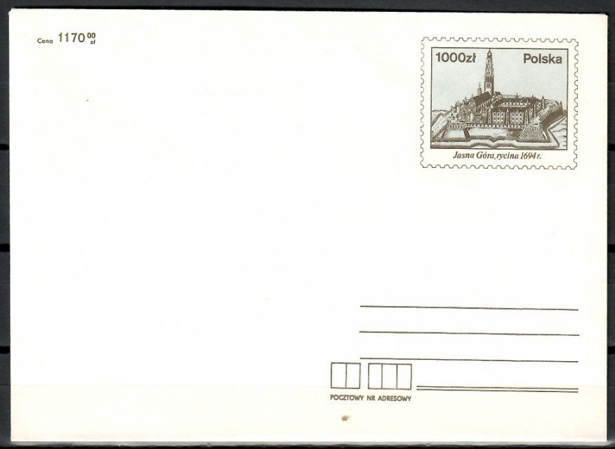 Znaczek Polska 1991 Fi Ck 89 Całostka pocztowa