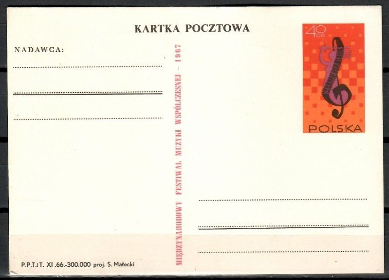 Znaczek Polska 1967 Fi Cp 335 Całostka pocztowa