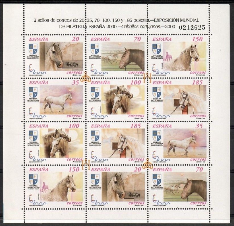Znaczek Hiszpania 2000 Mi ark 3556-3561 Czyste **