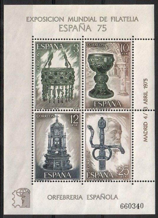 Znaczek Hiszpania 1975 Mi bl 20 Czyste **