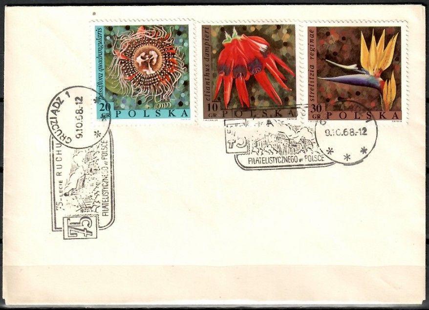 Znaczek Polska 1968 Mi 1836-1838 Fi 1689-1691 FDC