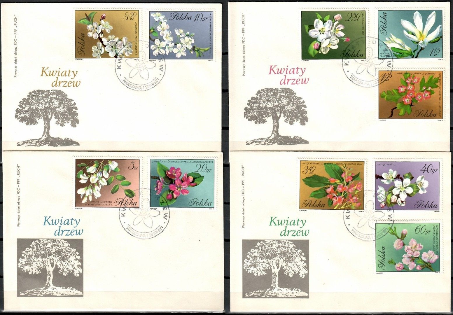 Znaczek Polska 1972 Mi 2132-2141 Fi 1985-1994 FDC