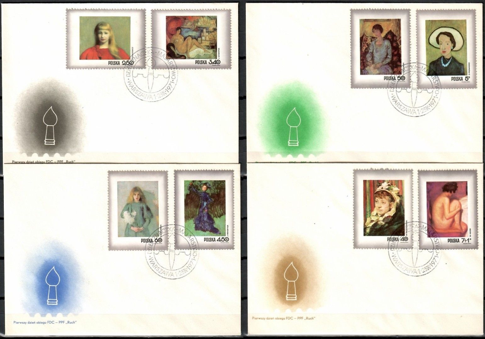 Znaczek Polska 1971 Mi 2110-2117 Fi 1963-1970 FDC