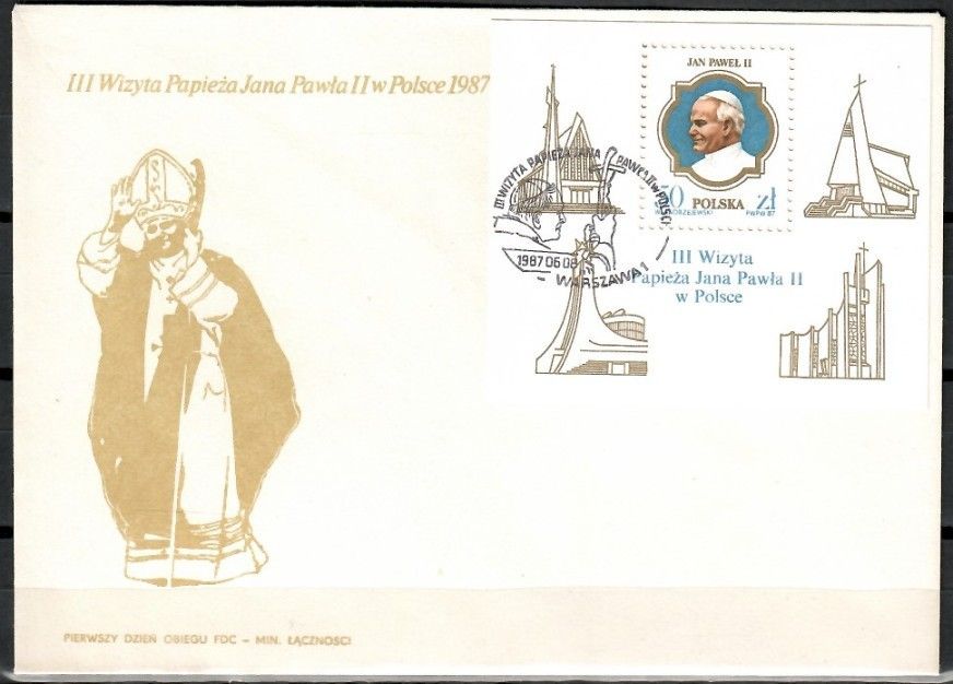 Znaczek Polska 1987 Mi bl 103 Fi bl 133 FDC