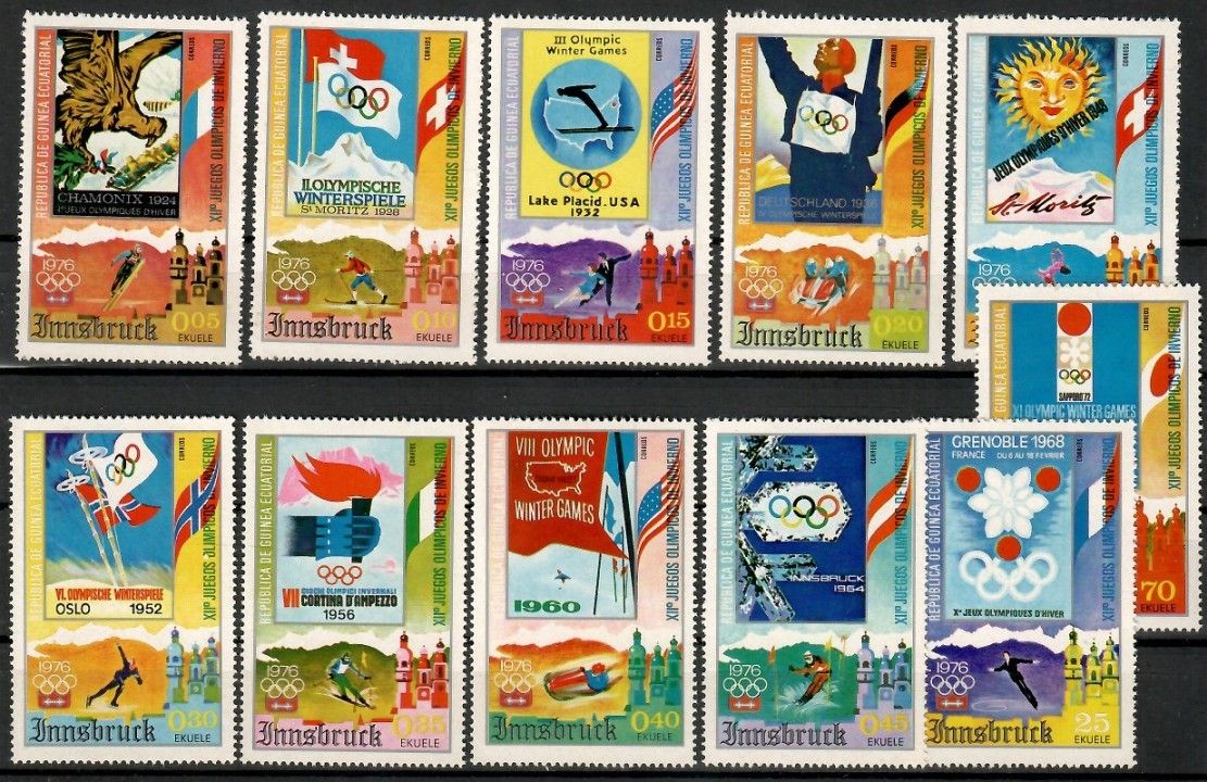Znaczek Gwinea Równikowa 1975 Mi 535-545 Czyste **