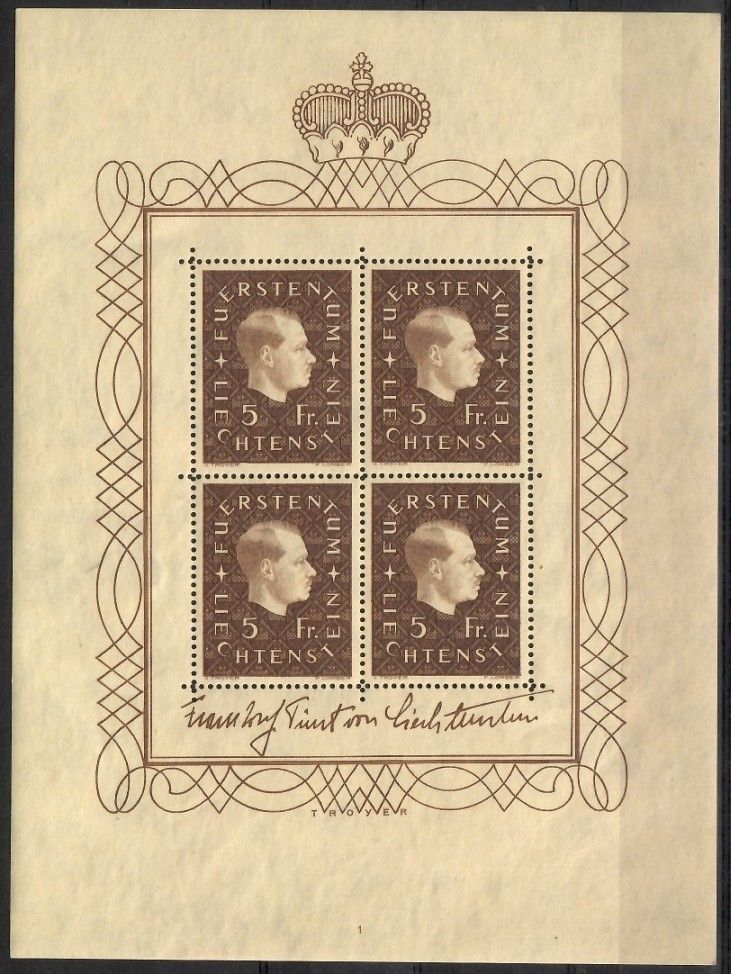 Znaczek Liechtenstein 1939 Mi ark 185 Czyste **