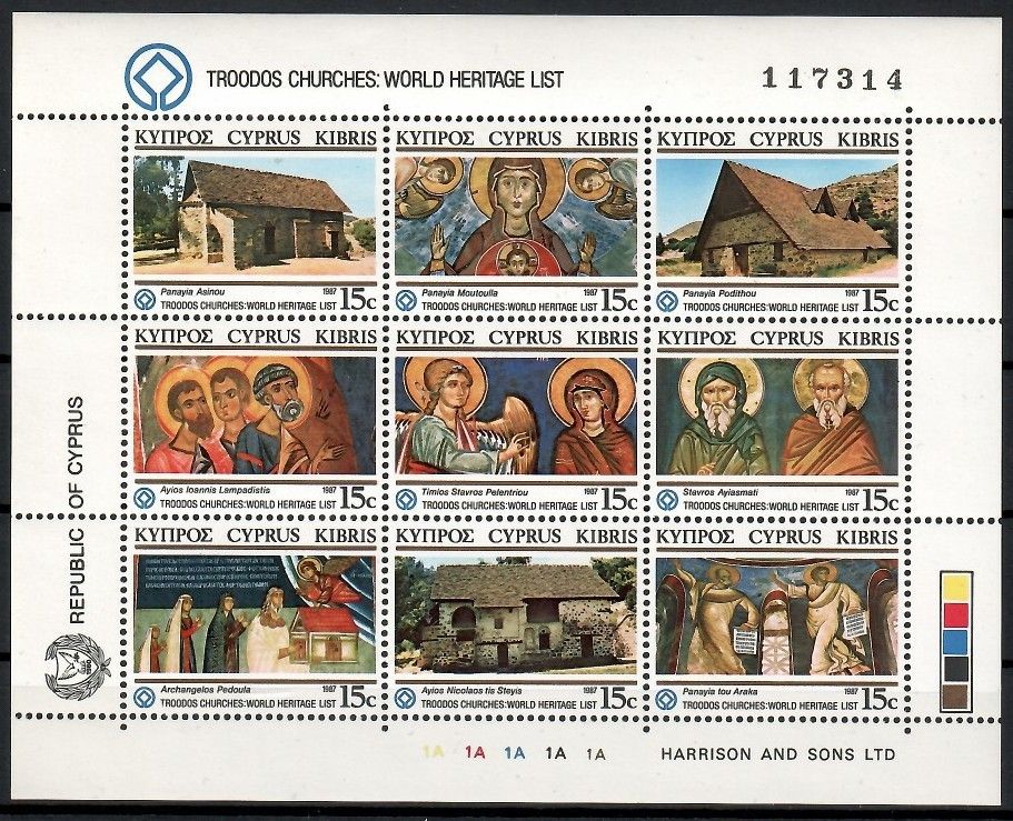 Znaczek Cypr 1987 Mi ark 672-680 Czyste **