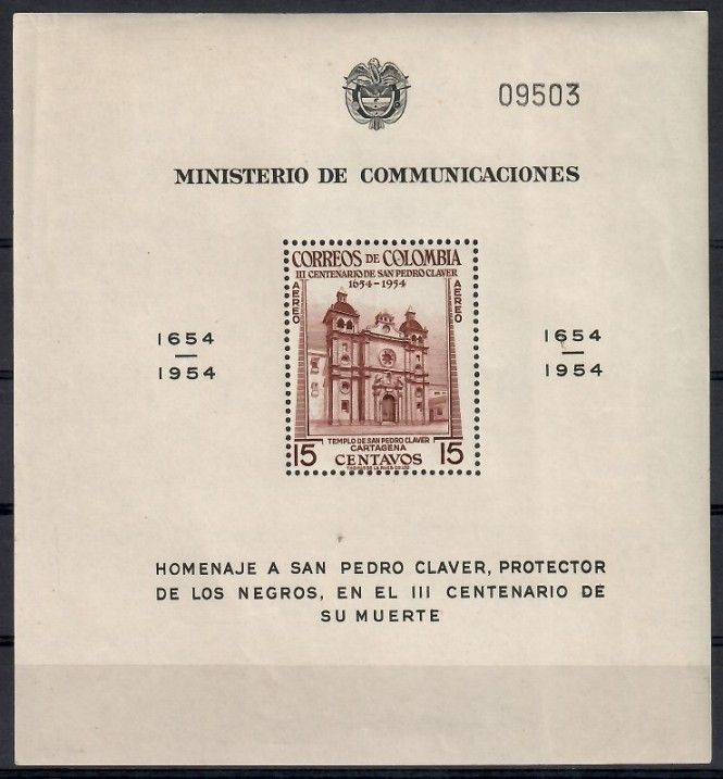 Znaczek Kolumbia 1955 Mi bl 7 Czyste **
