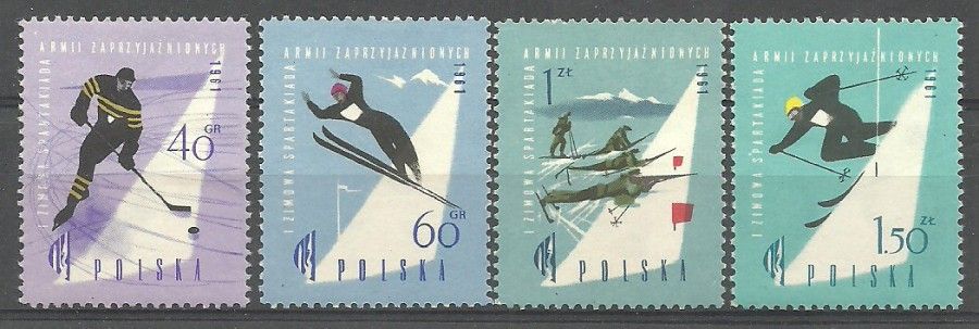 Znaczek Polska 1961 Mi 1221-1224 Fi 1077-1080 Czyste **