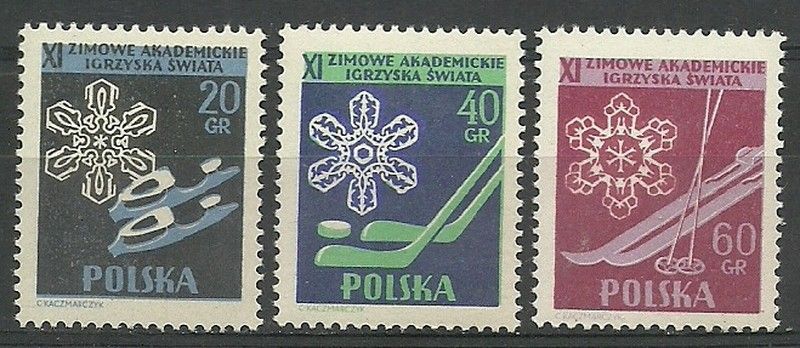 Znaczek Polska 1956 Mi 956-958 Fi 812-814 Czyste **