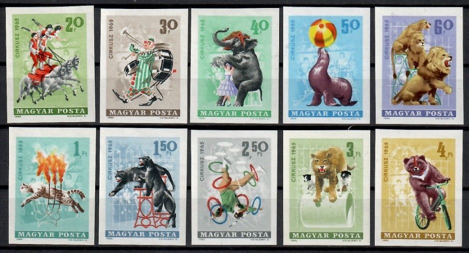 Znaczek Węgry 1965 Mi 2141-2150B Czyste **