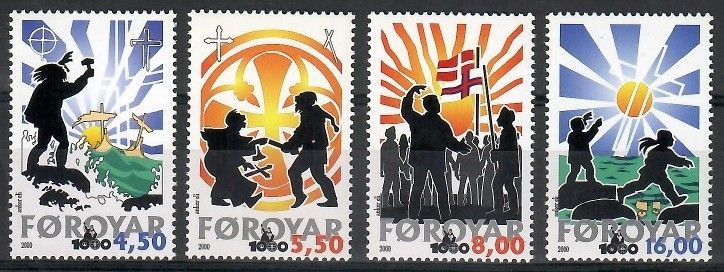 Znaczek Wyspy Owcze 2000 Mi 368-371 Czyste **