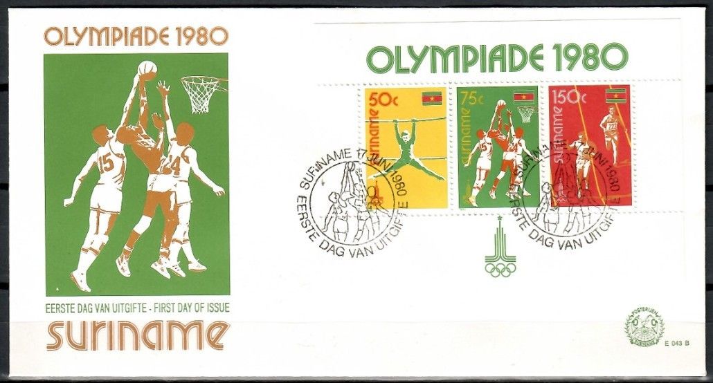 Znaczek Surinam 1980 Mi bl25 FDC