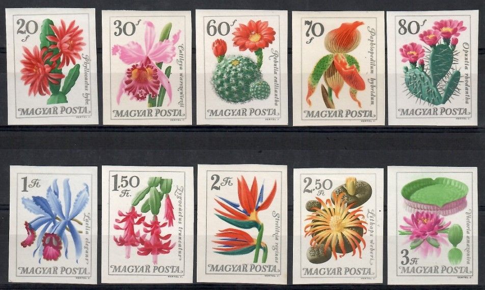 Znaczek Węgry 1965 Mi 2164-2173B Z podlepką *