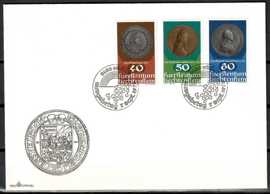 Znaczek Liechtenstein 1978 Mi 710-712 FDC