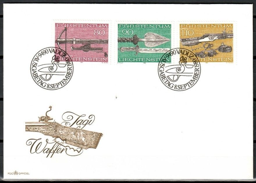 Znaczek Liechtenstein 1980 Mi 751-753 FDC