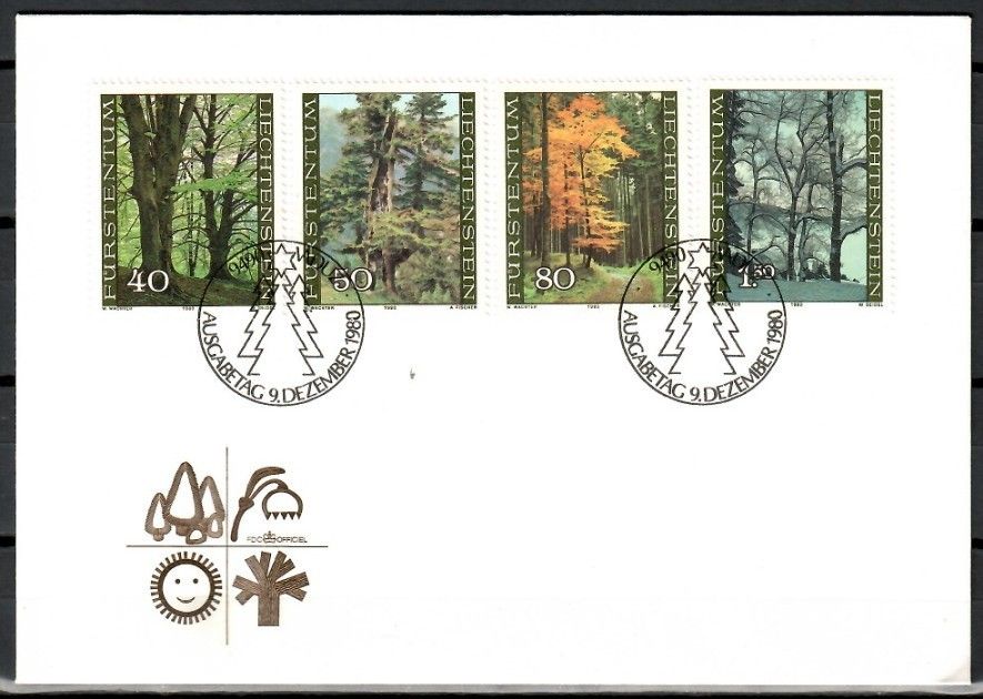 Znaczek Liechtenstein 1980 Mi 757-760 FDC