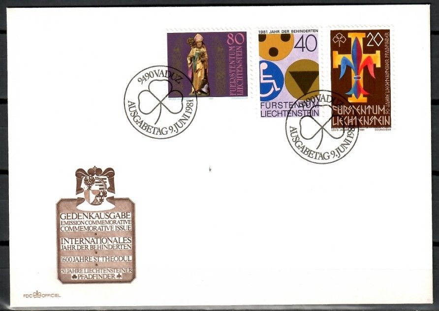 Znaczek Liechtenstein 1981 Mi 773-775 FDC