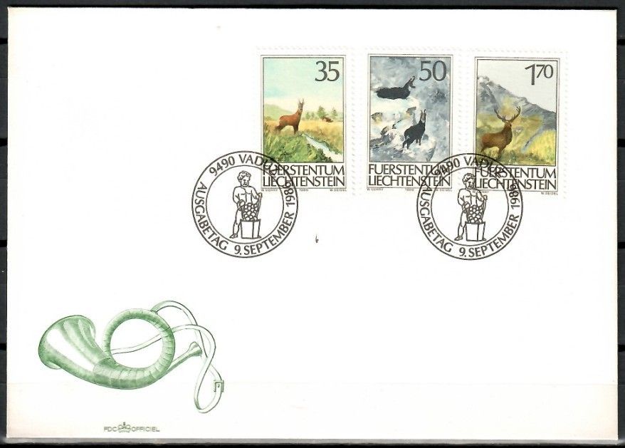Znaczek Liechtenstein 1986 Mi 907-909 FDC