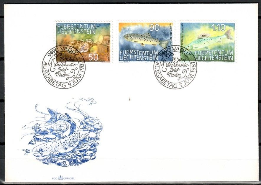 Znaczek Liechtenstein 1987 Mi 922-924 FDC
