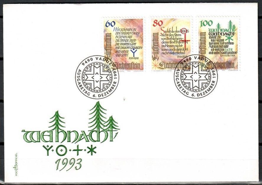 Znaczek Liechtenstein 1993 Mi 1073-1075 FDC