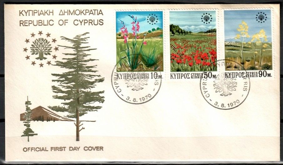 Znaczek Cypr 1970 Mi 335-337 FDC