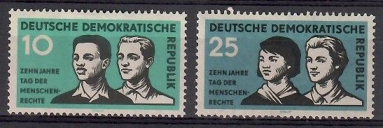 Znaczek NRD / DDR 1958 Mi 669-670 Z podlepką *