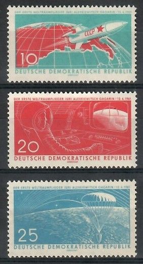 Znaczek NRD / DDR 1961 Mi 822-824 Z podlepką *