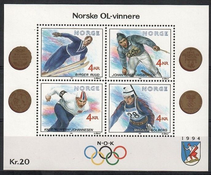 Znaczek Norwegia 1991 Mi bl 16 Czyste **