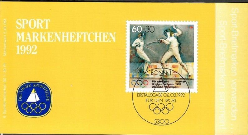 Znaczek Niemcy 1992 Mi mh 1592 Czyste **