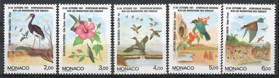 Znaczek Monako 1991 Mi 1995-1999 Czyste **