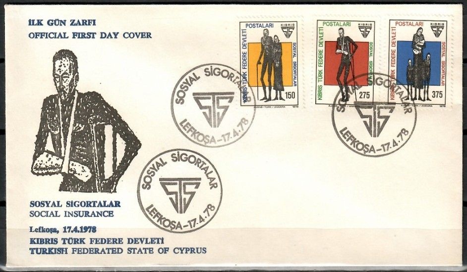 Znaczek Cypr Północny 1978 Mi 52-54 FDC