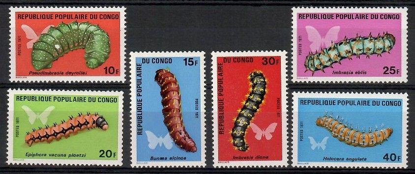 Znaczek Kongo 1971 Mi 301-306 Czyste **