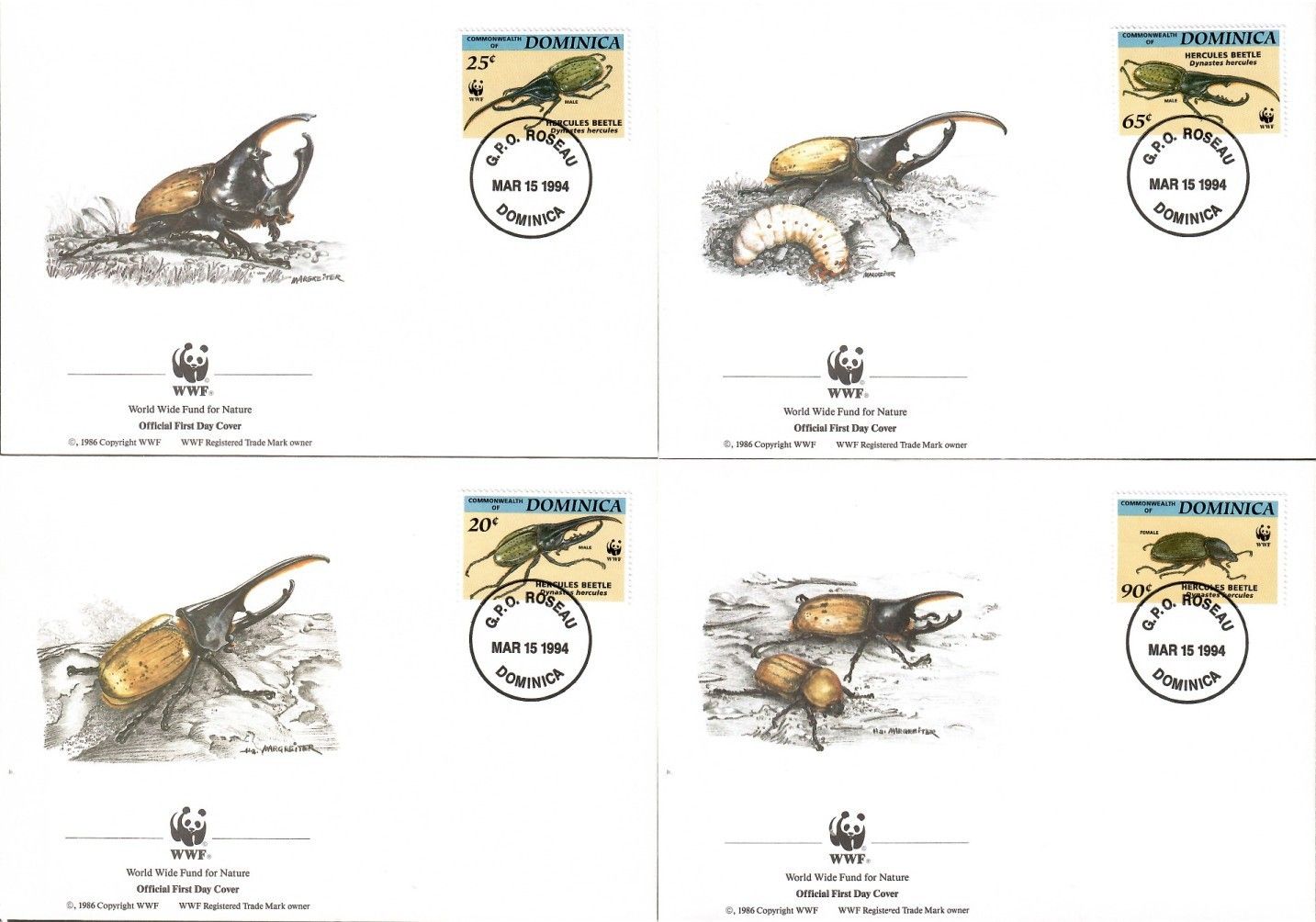 Znaczek Dominika 1994 Mi 1804-1807 FDC