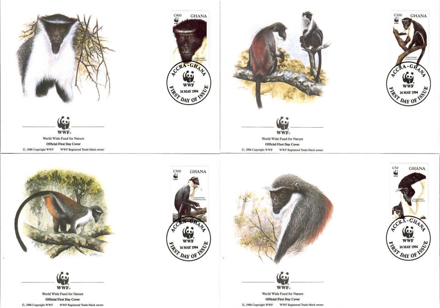 Znaczek Ghana 1994 Mi 1973-1976 FDC
