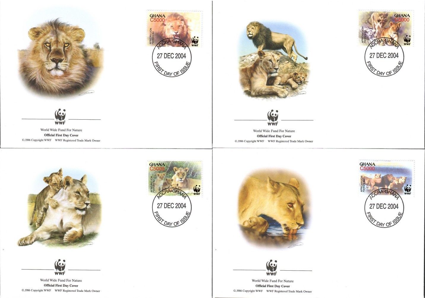 Znaczek Ghana 2004 Mi 3701-3704 FDC