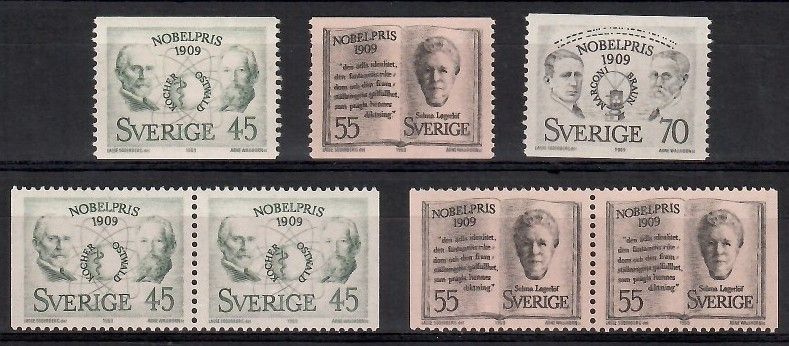 Znaczek Szwecja 1969 Mi 662-664+662-663Dl,Dr Czyste **