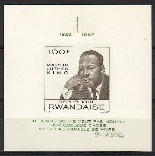 Znaczek Rwanda 1968 Mi bl 14B Czyste **