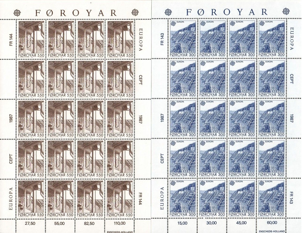 Znaczek Wyspy Owcze 1987 Mi ark 149-150 Czyste **