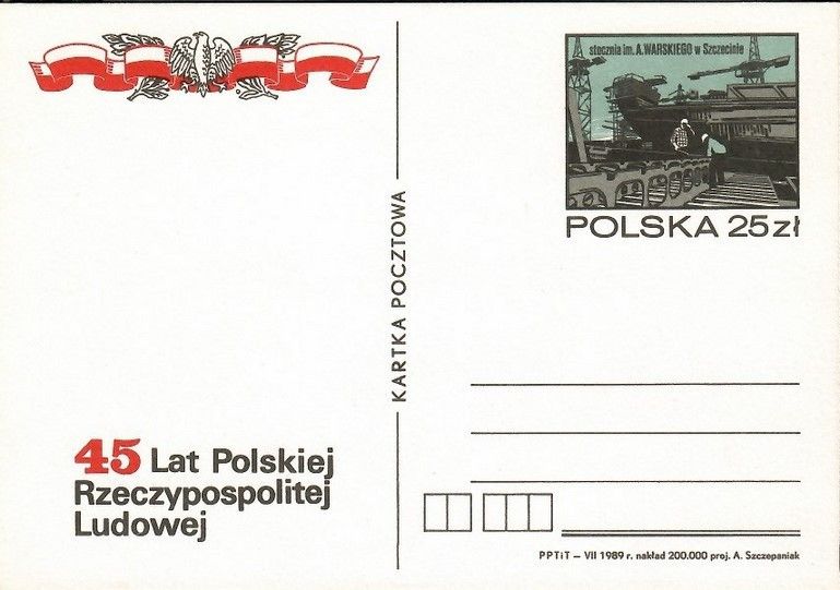 Znaczek Polska 1989 Fi Cp 1002 Całostka pocztowa