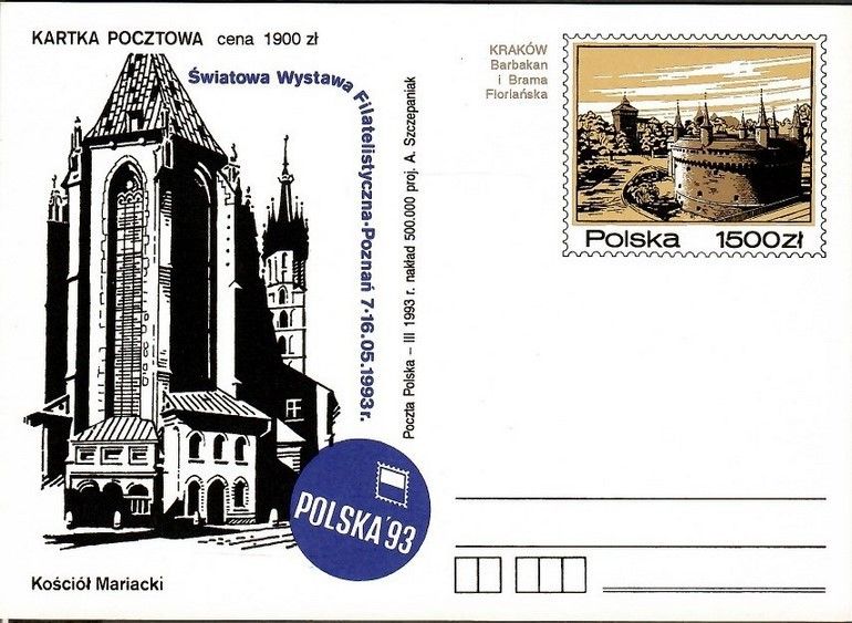 Znaczek Polska 1993 Fi Cp 1036 Całostka pocztowa