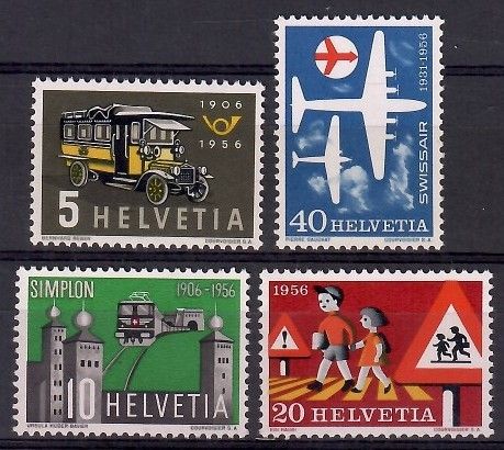 Znaczek Szwajcaria 1956 Mi 623-626 Z podlepką *