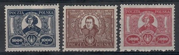 Znaczek Polska 1923 Mi 182-184 Fi 164-166 Z podlepką *