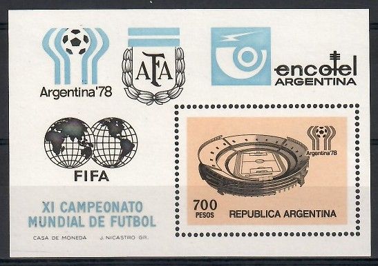 Znaczek Argentyna 1978 Mi bl 20 Czyste **
