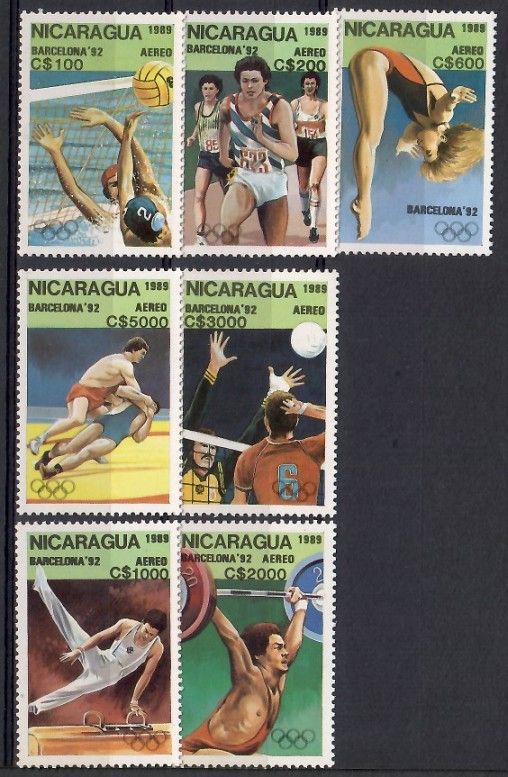 Znaczek Nikaragua 1989 Mi 2959-2965 Czyste **