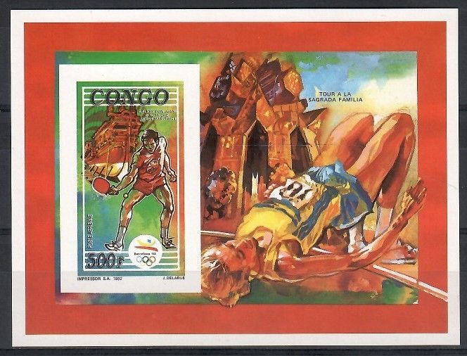 Znaczek Kongo 1992 Mi bl 108B Czyste **