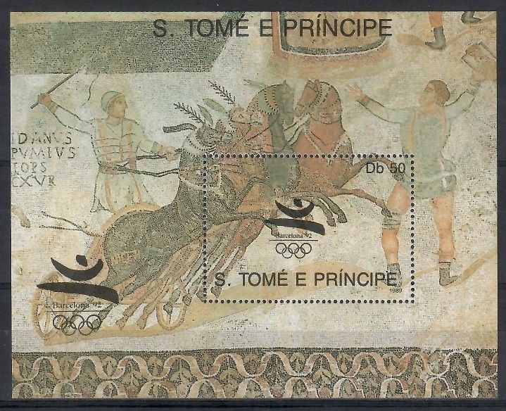 Znaczek Wyspy Św. Tomasza i Książęca 1989 Mi bl 196 Czyste **