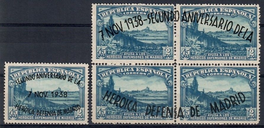 Znaczek Hiszpania 1938 Mi 734+735 I-IV Czyste **